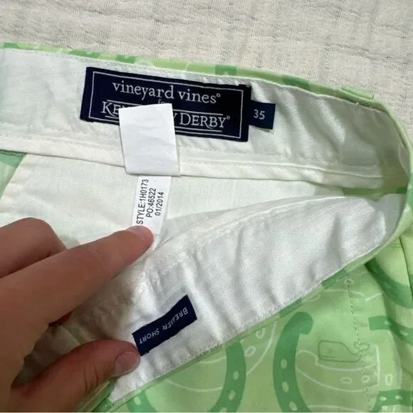 Vineyard Vines Kentucky Derby Breaker Shorts Green Lucky Horseshoe Men's Size 35 - Picture 5 of 9